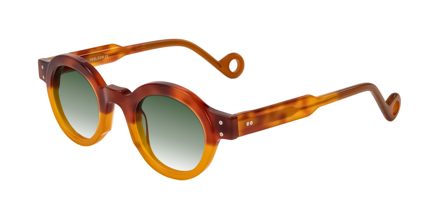 Angle of Aldo in Light Tortoise/Caramel with Green Gradient Lenses