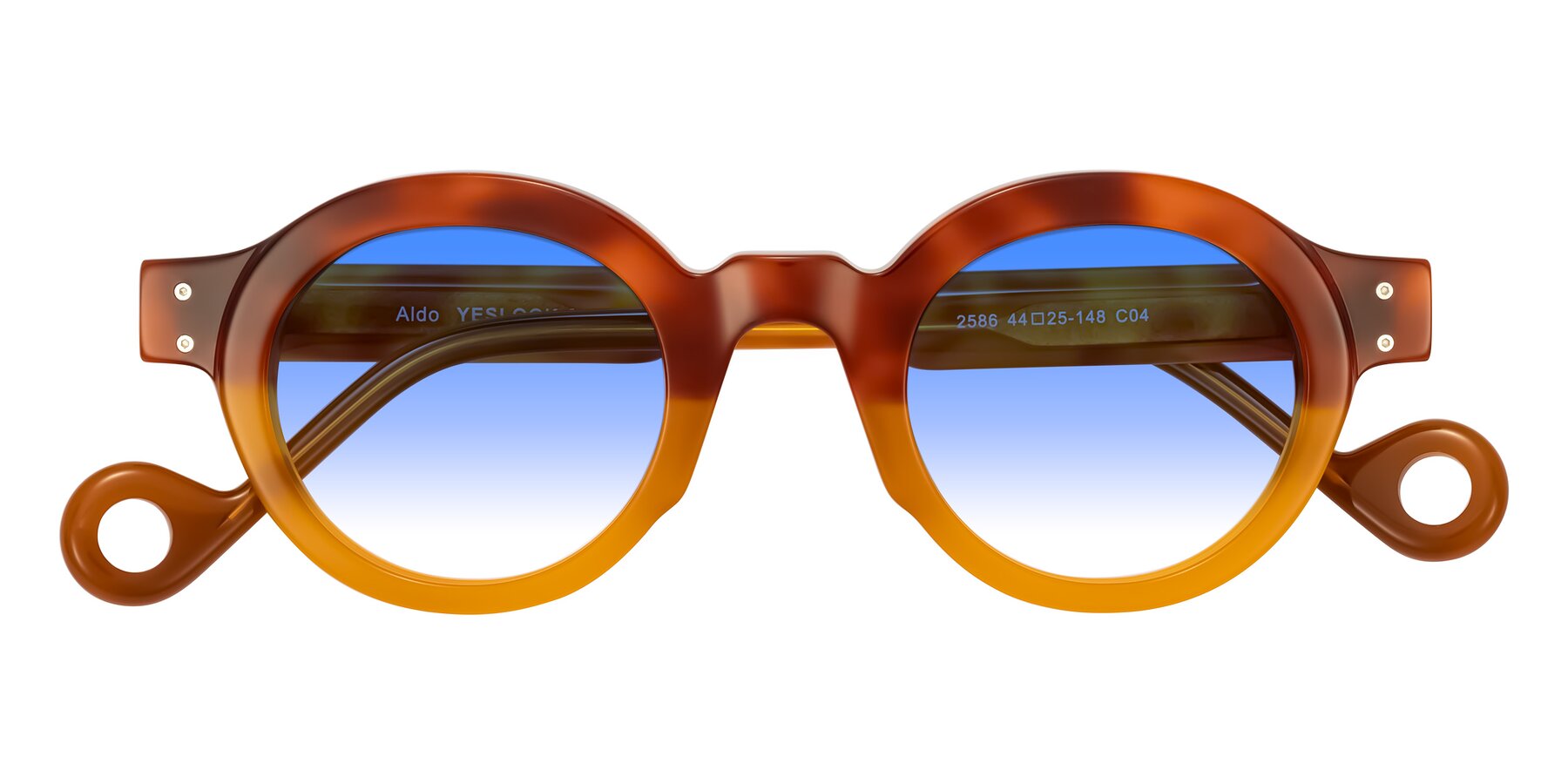 Folded Front of Aldo in Light Tortoise/Caramel with Blue Gradient Lenses