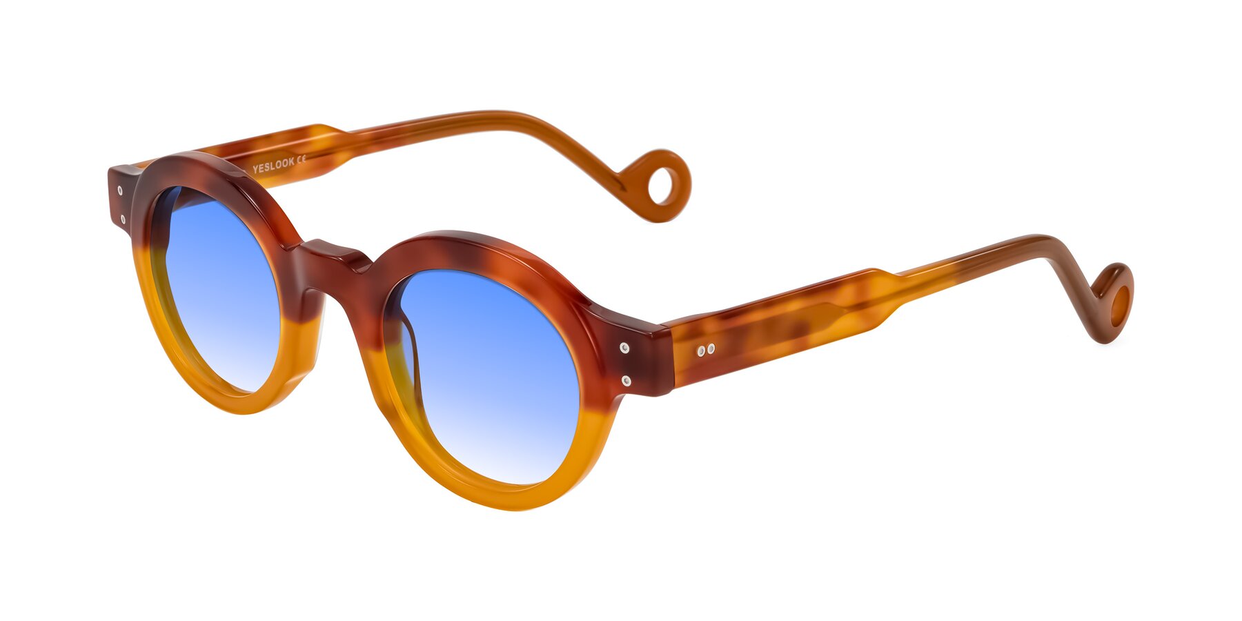 Angle of Aldo in Light Tortoise/Caramel with Blue Gradient Lenses