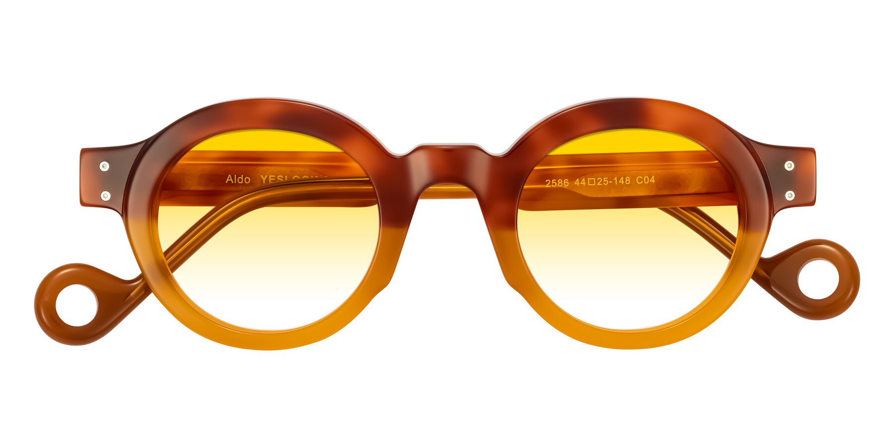 Folded Front of Aldo in Light Tortoise/Caramel with Yellow Gradient Lenses