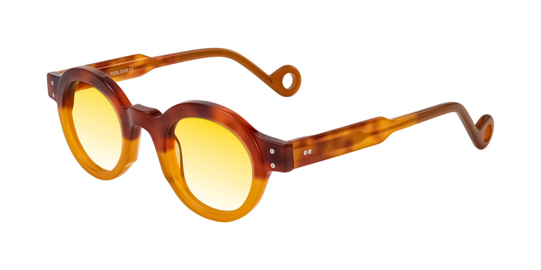 Angle of Aldo in Light Tortoise/Caramel with Yellow Gradient Lenses