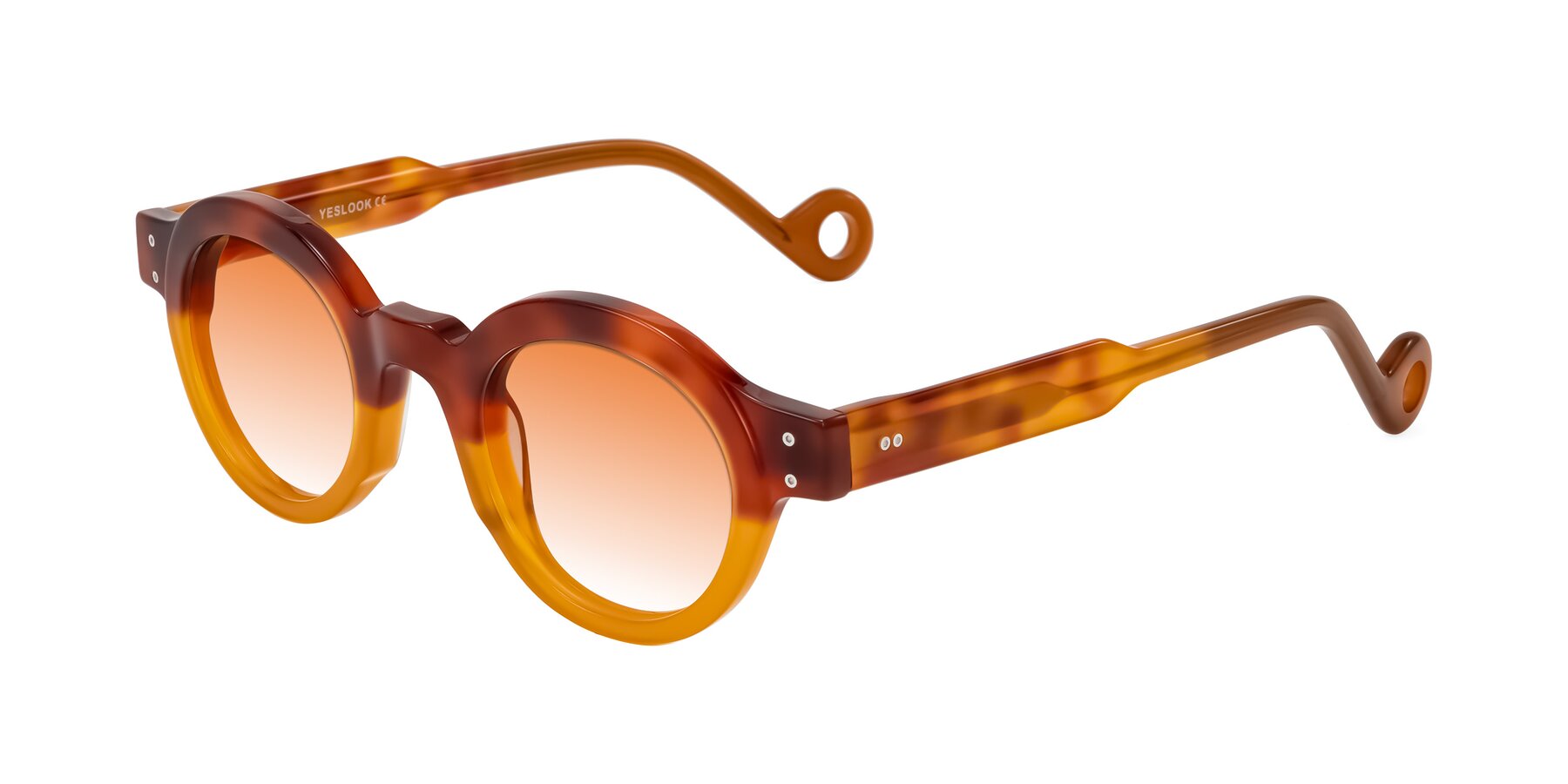 Angle of Aldo in Light Tortoise/Caramel with Orange Gradient Lenses