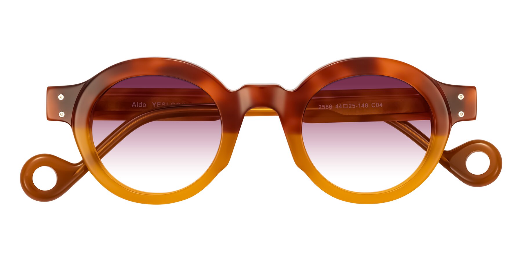 Folded Front of Aldo in Light Tortoise/Caramel with Wine Gradient Lenses