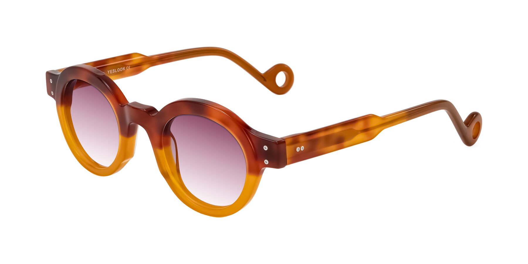 Angle of Aldo in Light Tortoise/Caramel with Wine Gradient Lenses