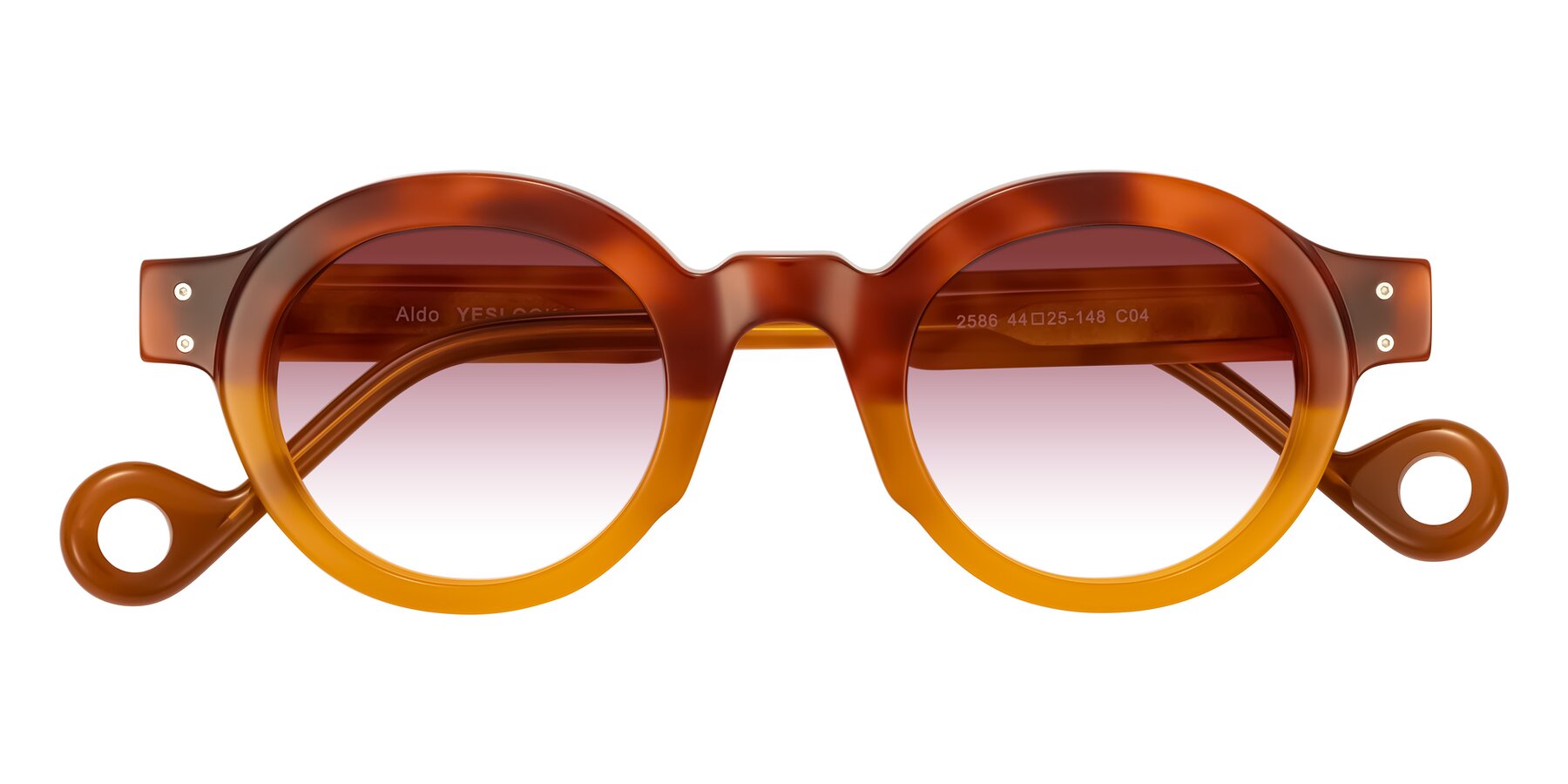 Folded Front of Aldo in Light Tortoise/Caramel with Garnet Gradient Lenses