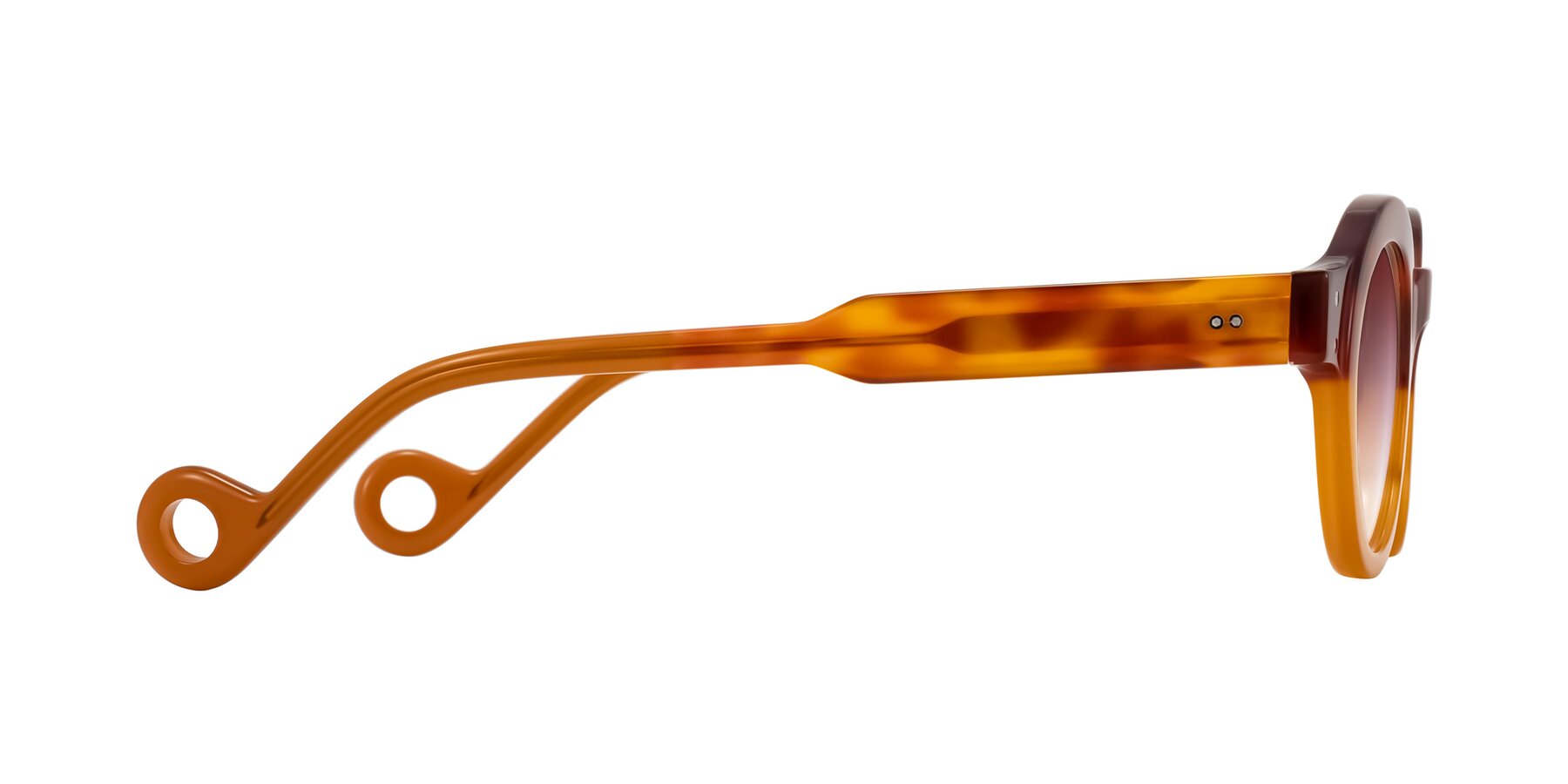 Side of Aldo in Light Tortoise/Caramel with Garnet Gradient Lenses