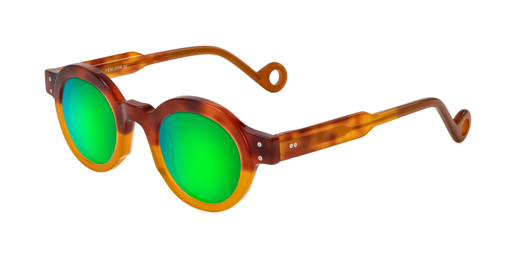 Angle of Aldo in Light Tortoise/Caramel with Green Mirrored Lenses