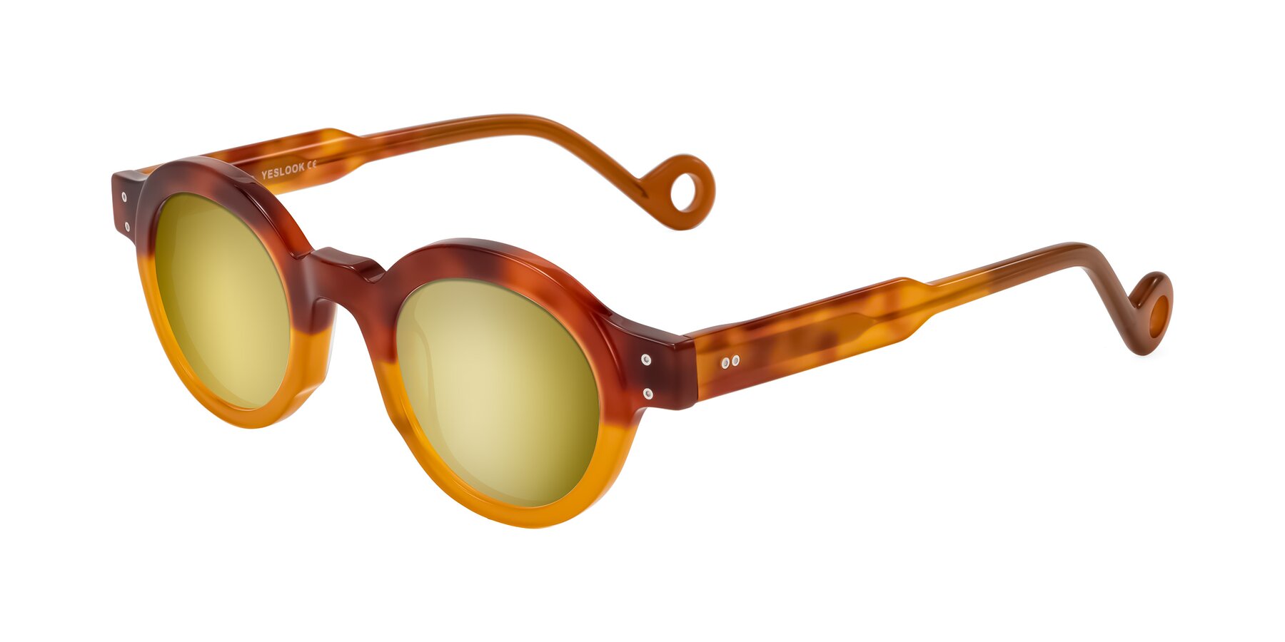Angle of Aldo in Light Tortoise/Caramel with Gold Mirrored Lenses