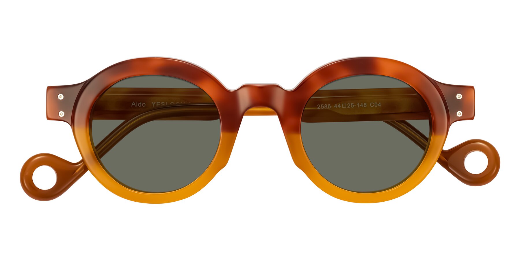 Folded Front of Aldo in Light Tortoise/Caramel with Gray Polarized Lenses