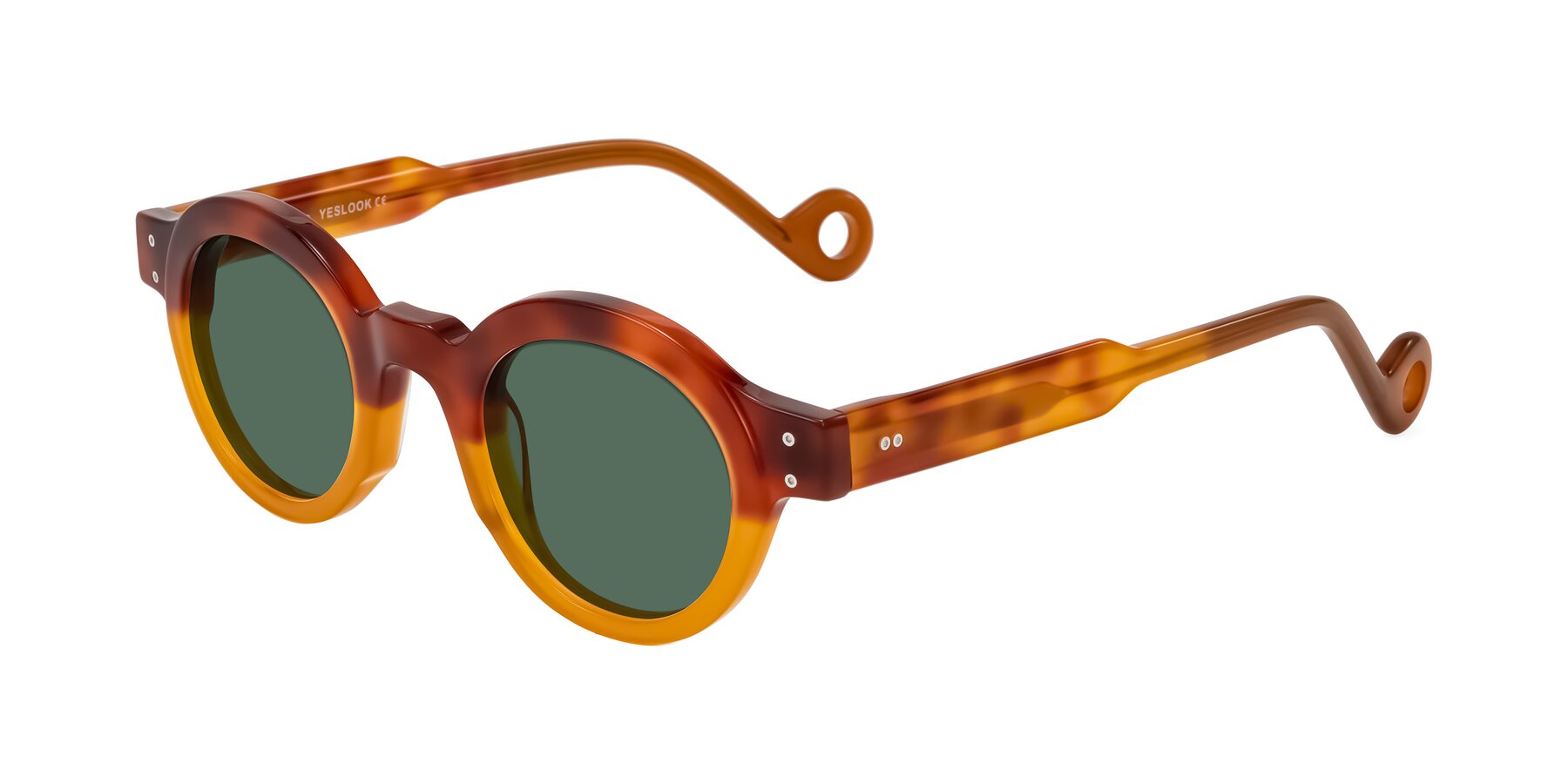 Angle of Aldo in Light Tortoise/Caramel with Green Polarized Lenses
