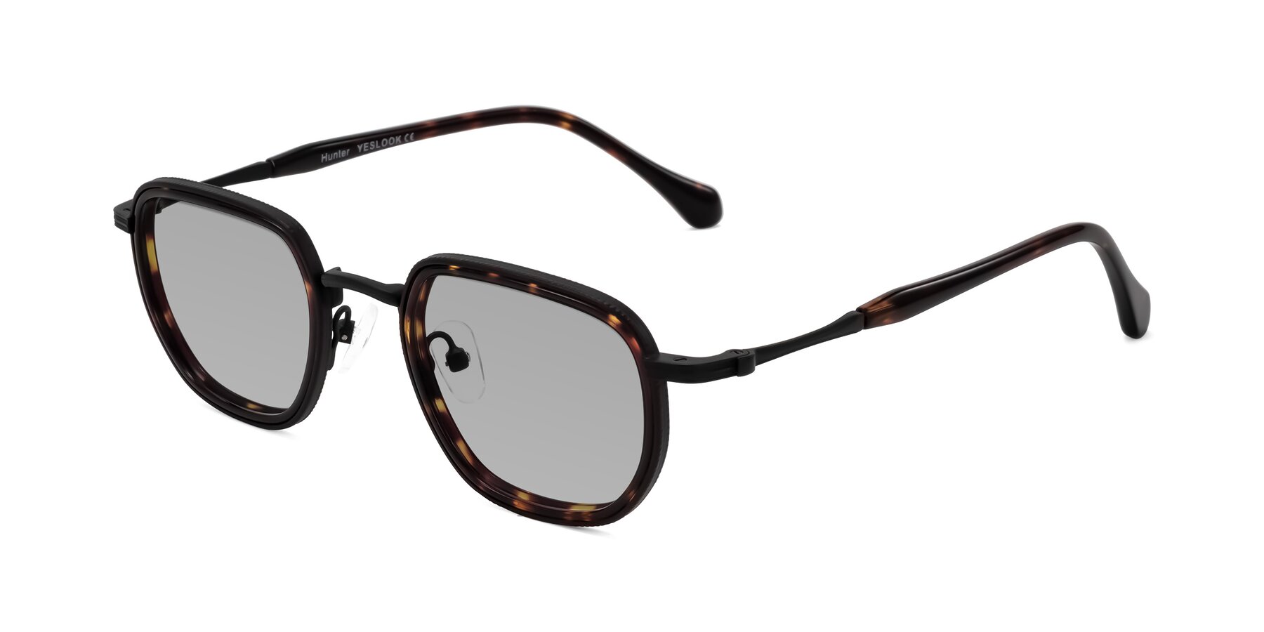 Angle of Hunter in Matte Black/Tortoise with Light Gray Tinted Lenses