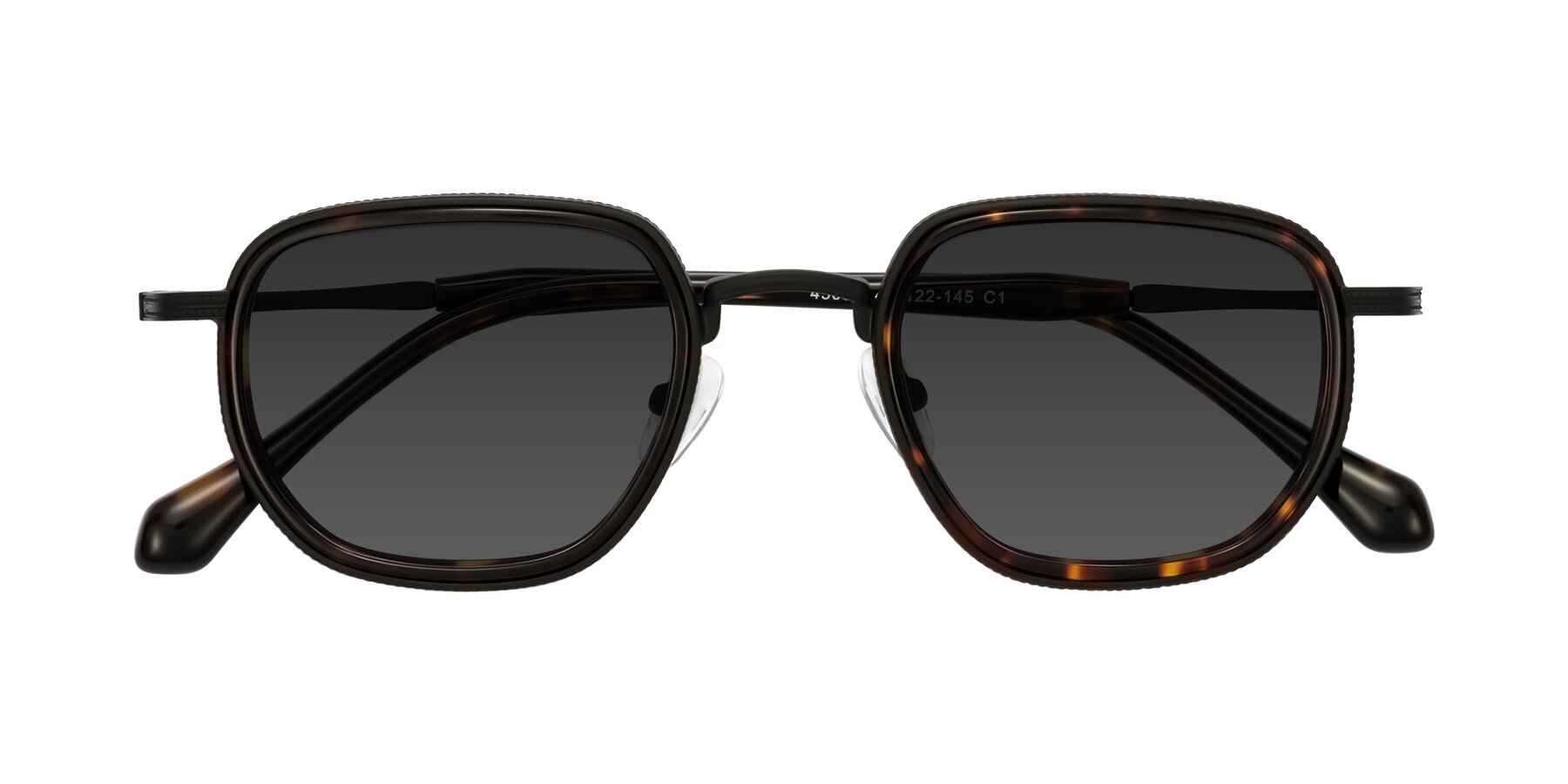 Folded Front of Hunter in Matte Black/Tortoise with Gray Tinted Lenses