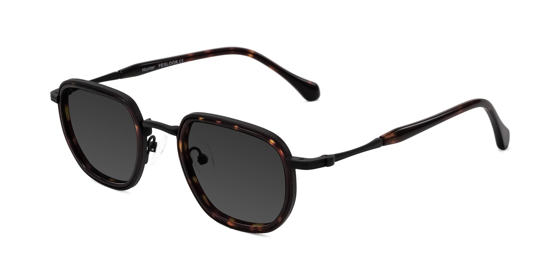 Angle of Hunter in Matte Black/Tortoise with Gray Tinted Lenses