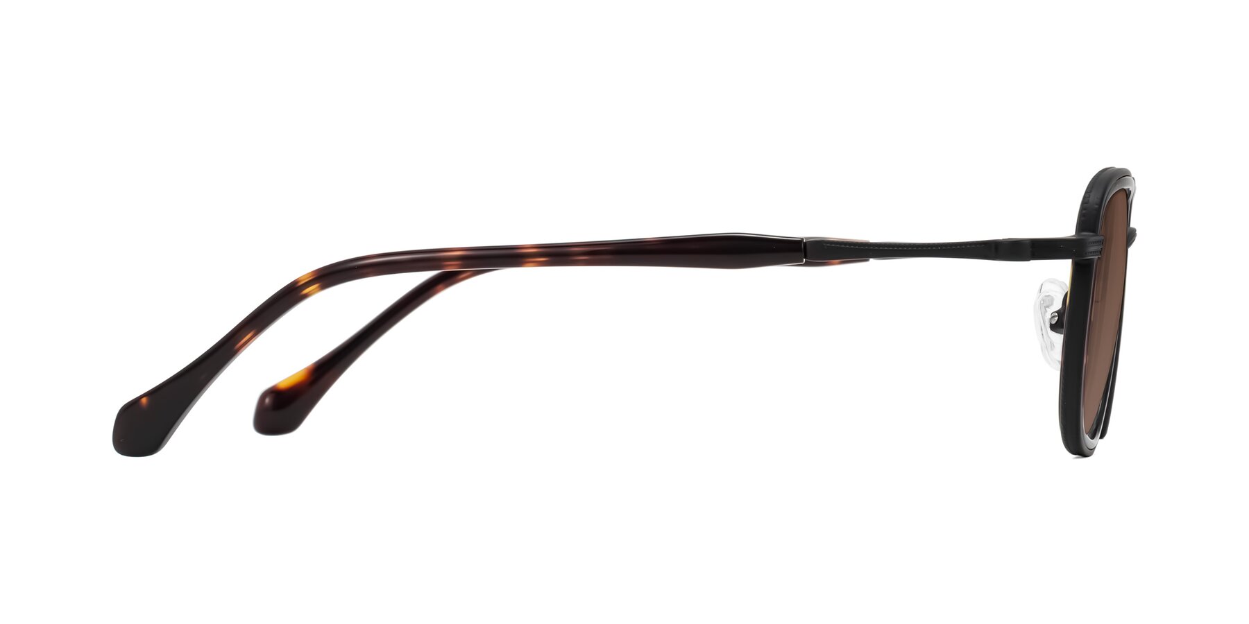Side of Hunter in Matte Black/Tortoise with Brown Tinted Lenses