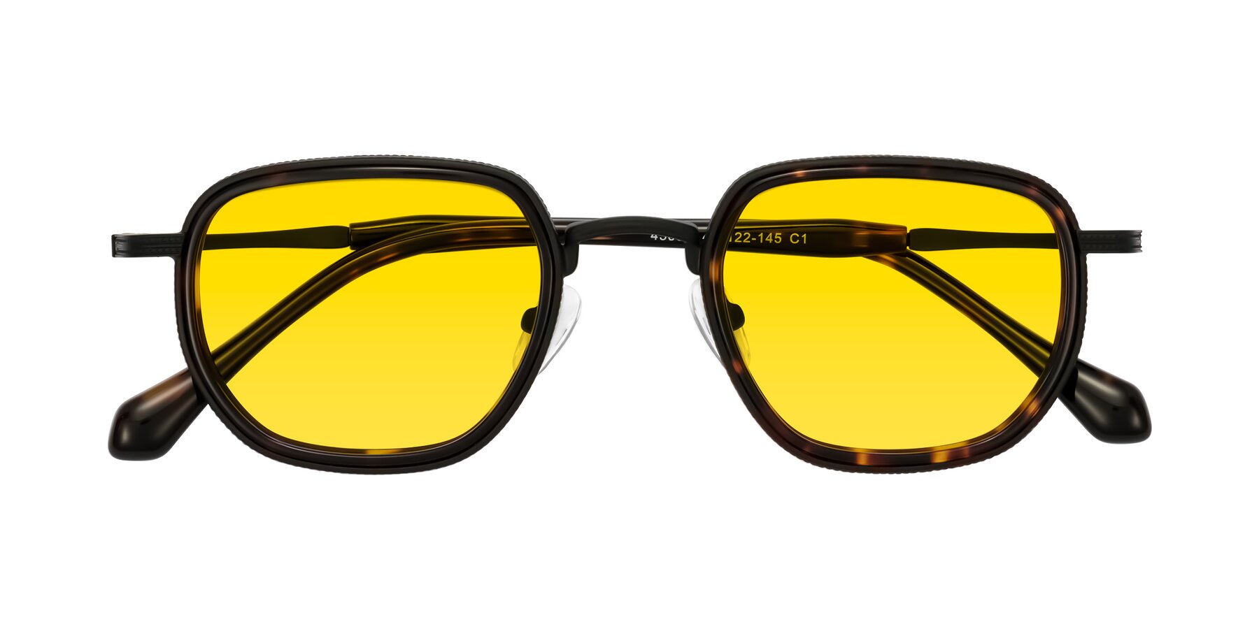 Folded Front of Hunter in Matte Black/Tortoise with Yellow Tinted Lenses