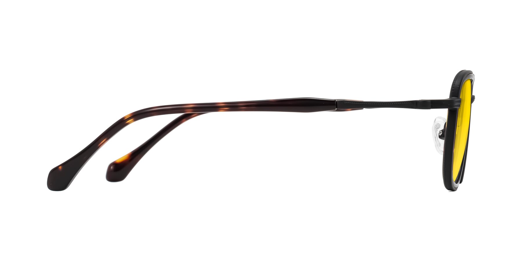 Side of Hunter in Matte Black/Tortoise with Yellow Tinted Lenses