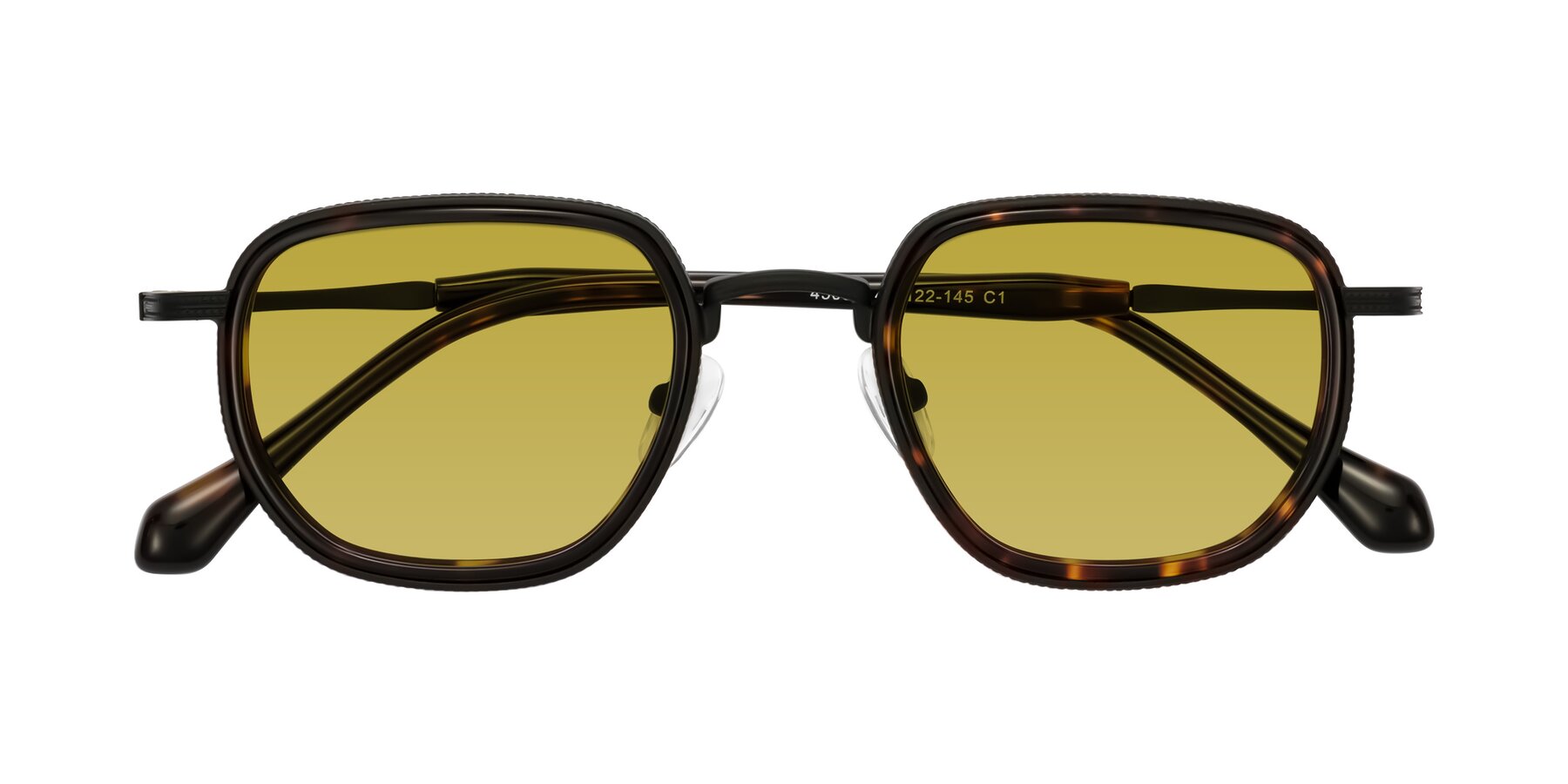 Folded Front of Hunter in Matte Black/Tortoise with Champagne Tinted Lenses