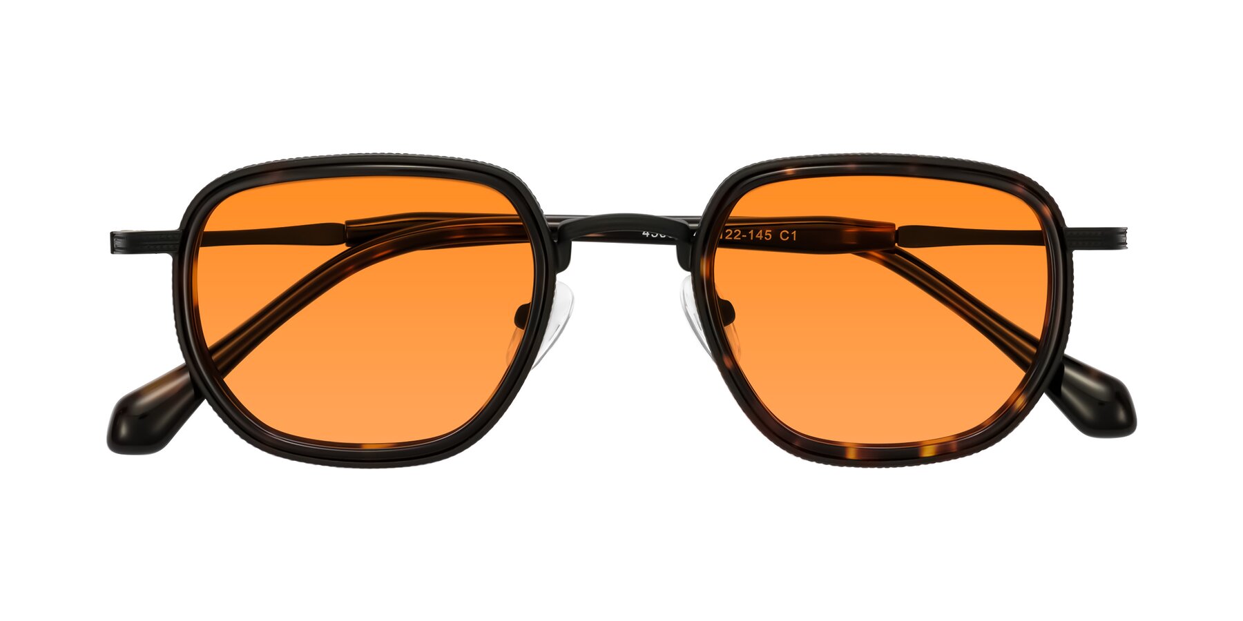 Folded Front of Hunter in Matte Black/Tortoise with Orange Tinted Lenses