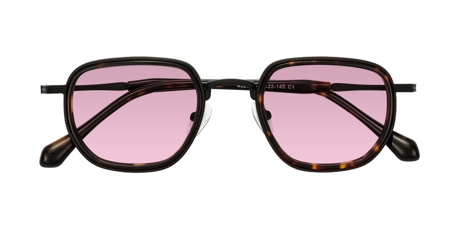 Folded Front of Hunter in Matte Black/Tortoise with Light Wine Tinted Lenses