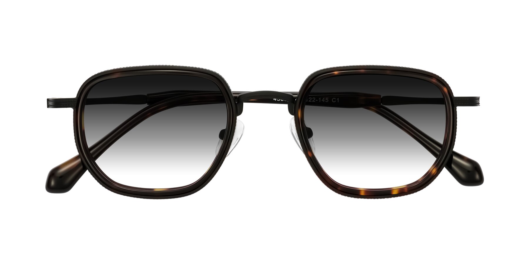 Folded Front of Hunter in Matte Black/Tortoise with Gray Gradient Lenses