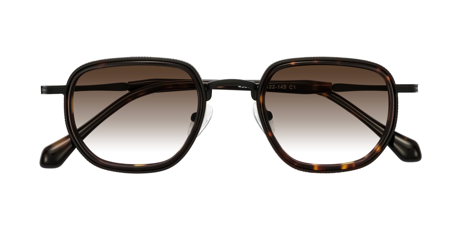 Folded Front of Hunter in Matte Black/Tortoise with Brown Gradient Lenses