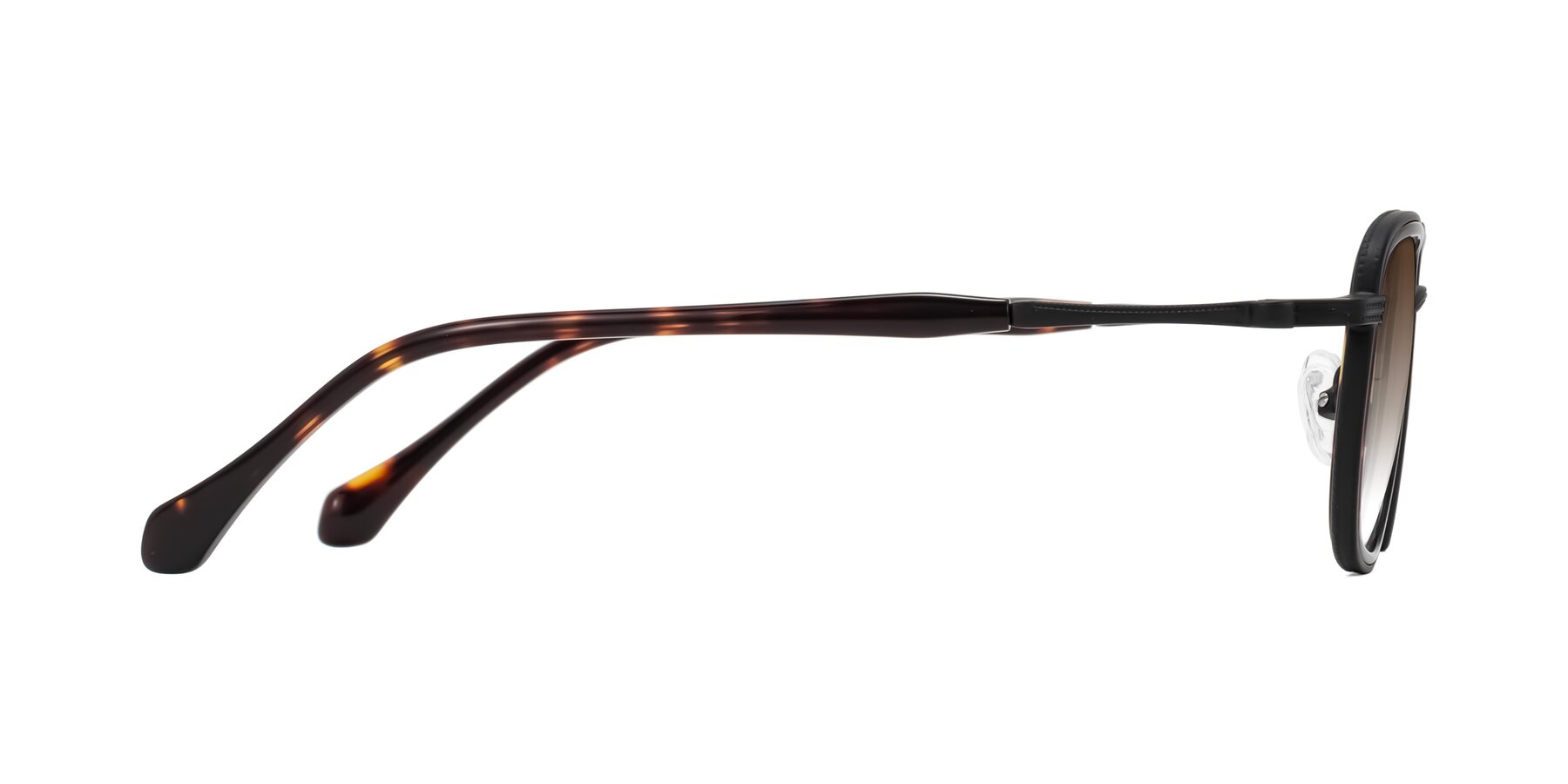 Side of Hunter in Matte Black/Tortoise with Brown Gradient Lenses