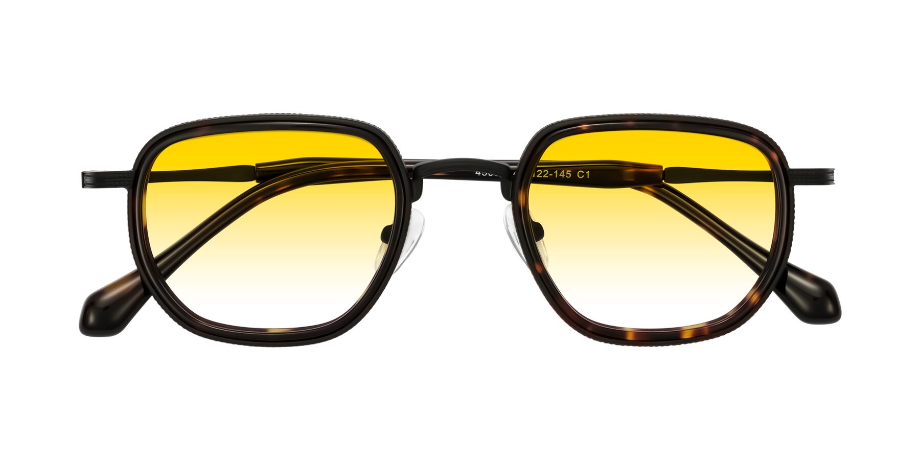 Folded Front of Hunter in Matte Black/Tortoise with Yellow Gradient Lenses
