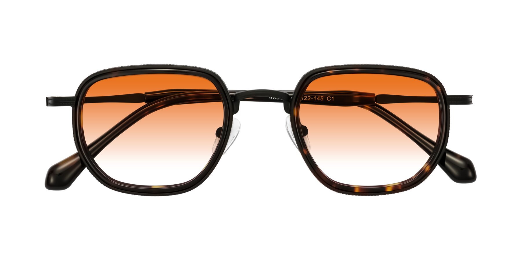 Folded Front of Hunter in Matte Black/Tortoise with Orange Gradient Lenses