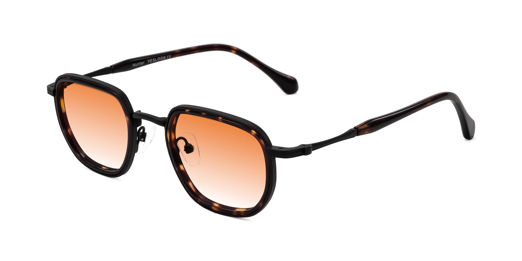 Angle of Hunter in Matte Black/Tortoise with Orange Gradient Lenses