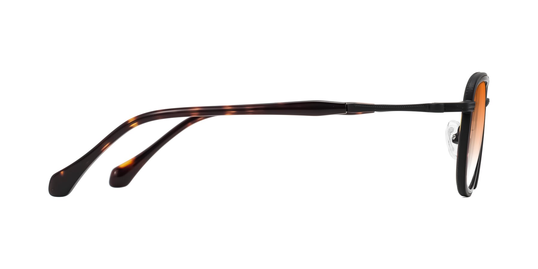 Side of Hunter in Matte Black/Tortoise with Orange Gradient Lenses