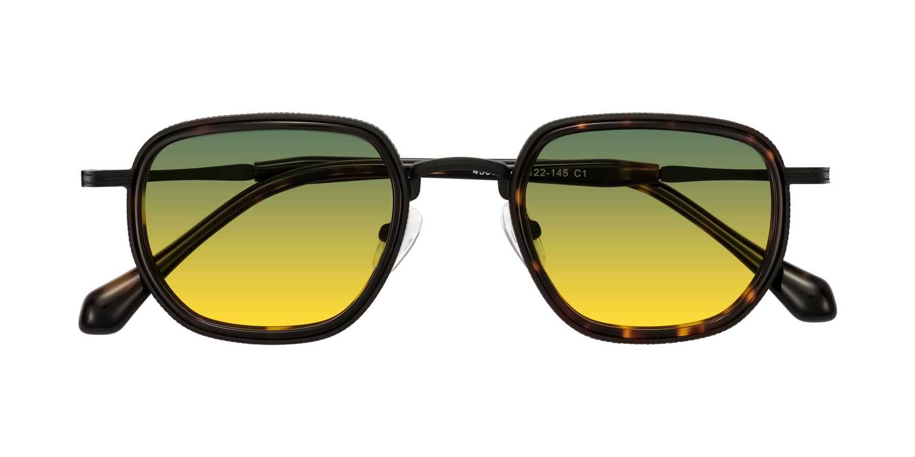 Folded Front of Hunter in Matte Black/Tortoise with Green / Yellow Gradient Lenses