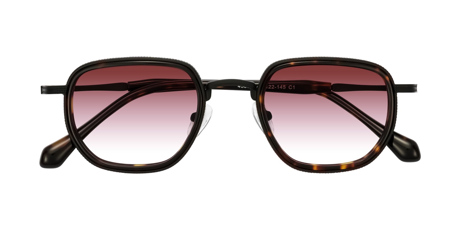 Folded Front of Hunter in Matte Black/Tortoise with Garnet Gradient Lenses