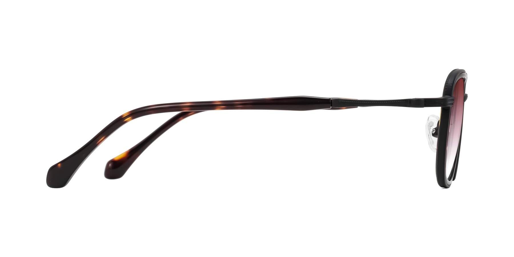 Side of Hunter in Matte Black/Tortoise with Garnet Gradient Lenses