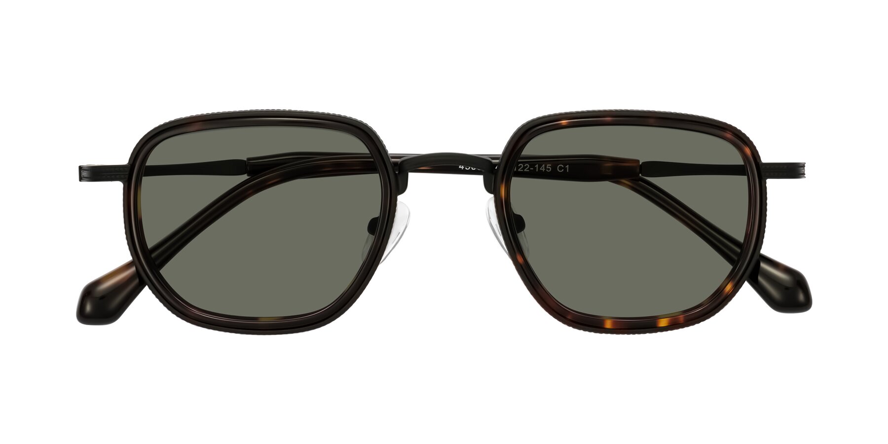 Folded Front of Hunter in Matte Black/Tortoise with Gray Polarized Lenses