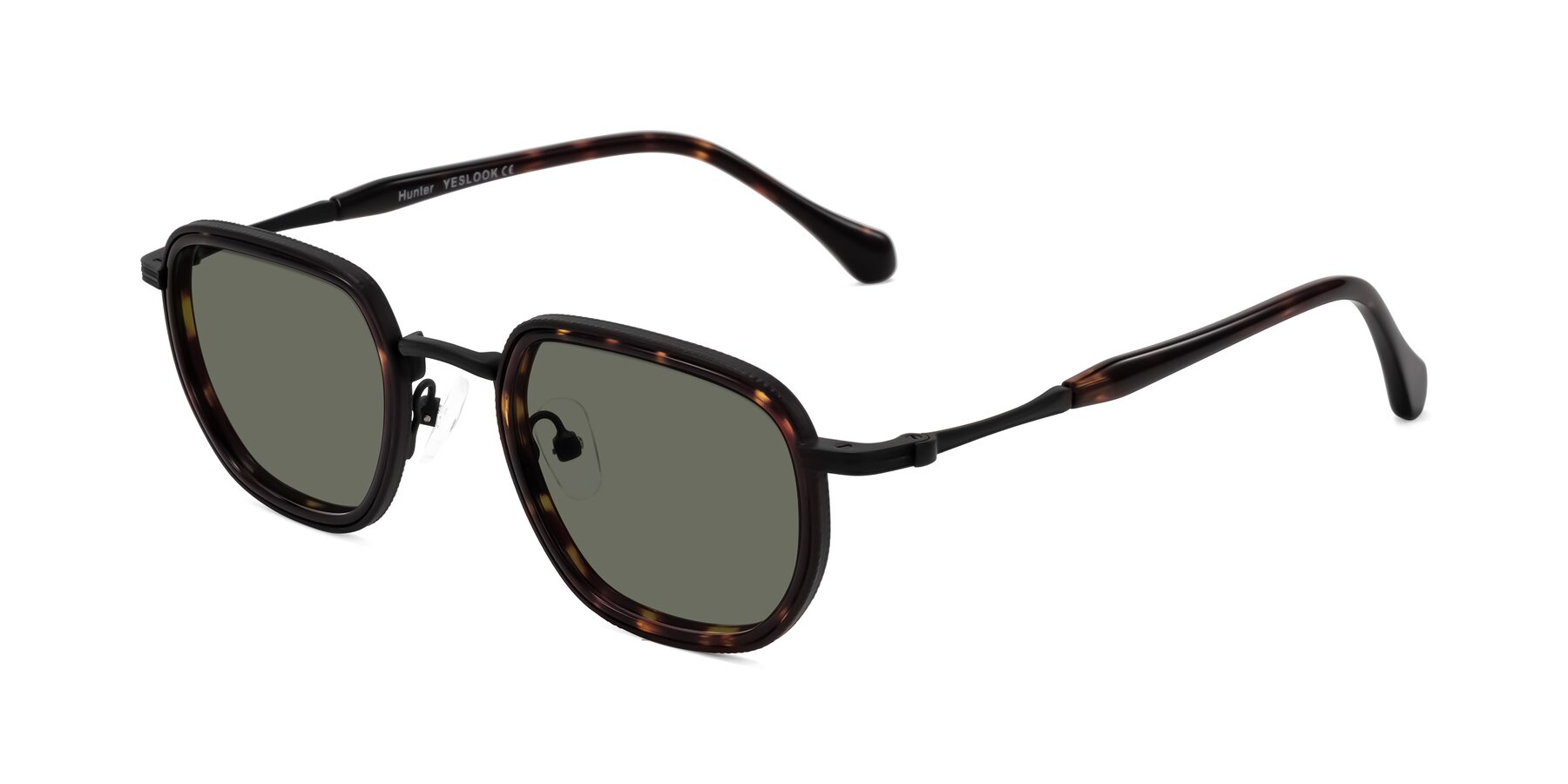 Angle of Hunter in Matte Black/Tortoise with Gray Polarized Lenses