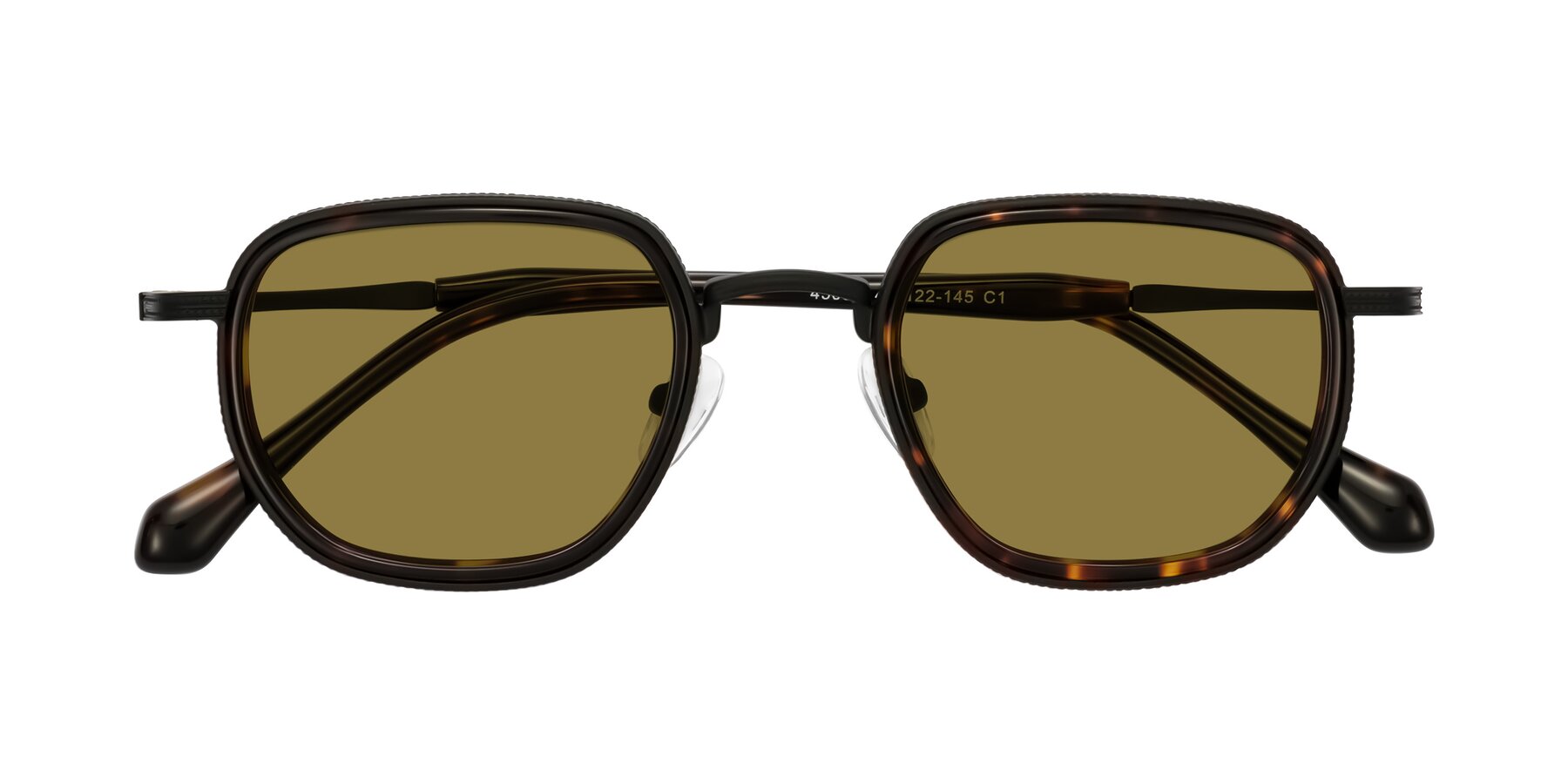 Folded Front of Hunter in Matte Black/Tortoise with Brown Polarized Lenses