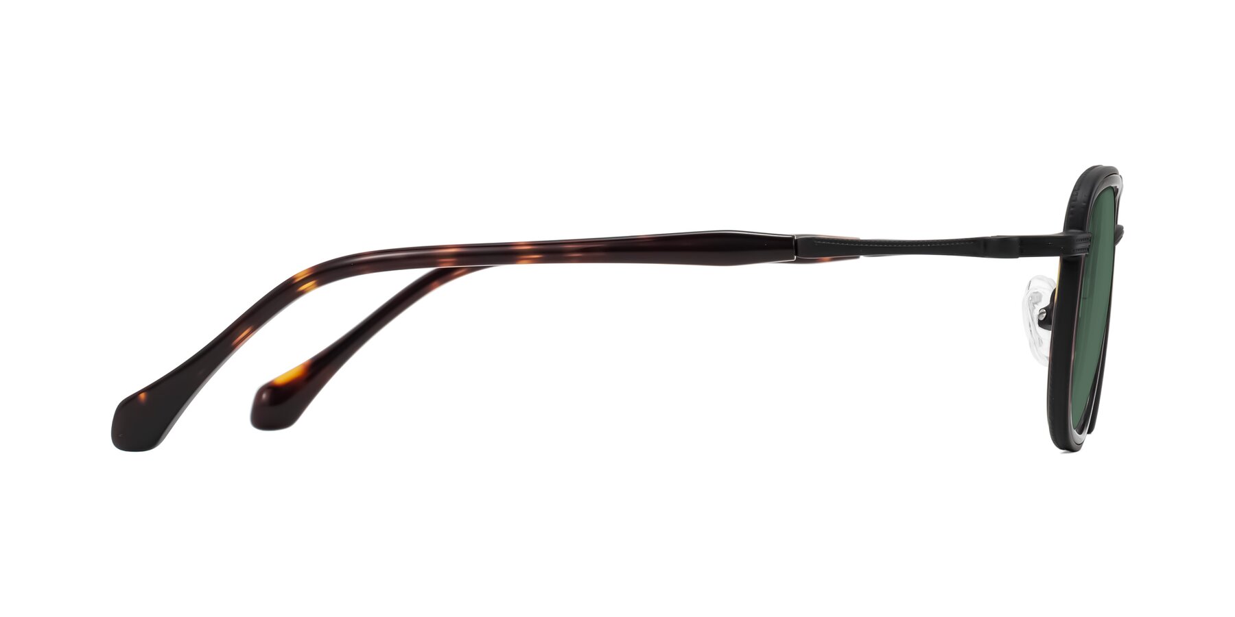 Side of Hunter in Matte Black/Tortoise with Green Polarized Lenses