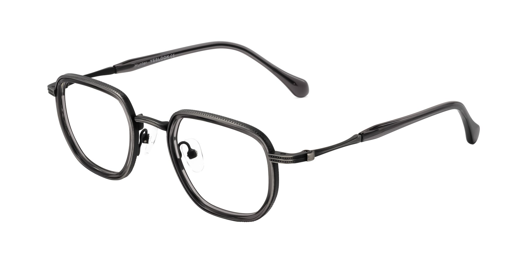 Angle of Hunter in Gunmetal/Gray with Clear Eyeglass Lenses