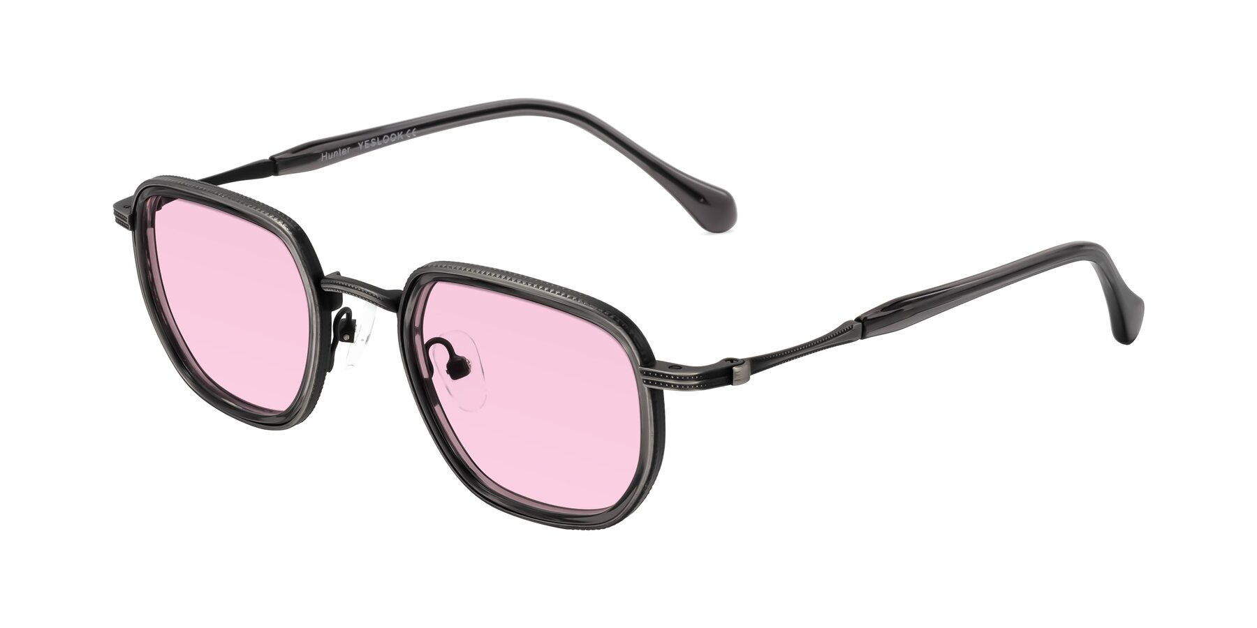 Angle of Hunter in Gunmetal/Gray with Light Pink Tinted Lenses