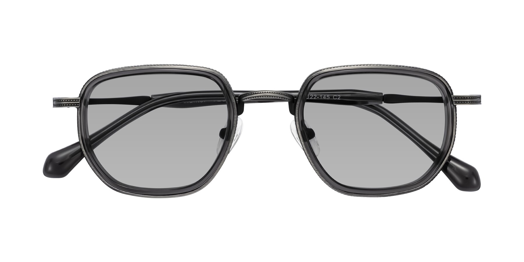 Folded Front of Hunter in Gunmetal/Gray with Light Gray Tinted Lenses