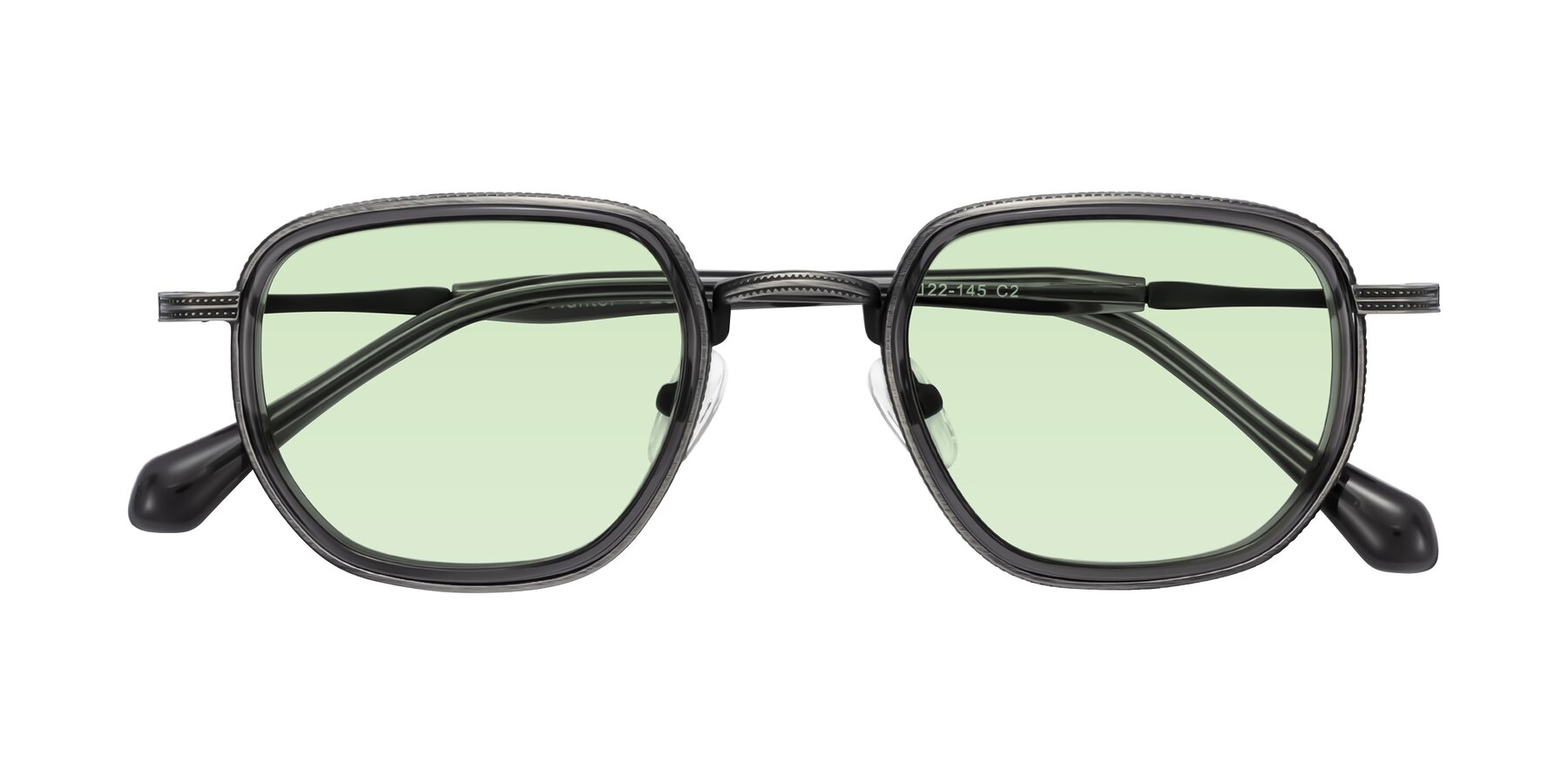 Folded Front of Hunter in Gunmetal/Gray with Light Green Tinted Lenses