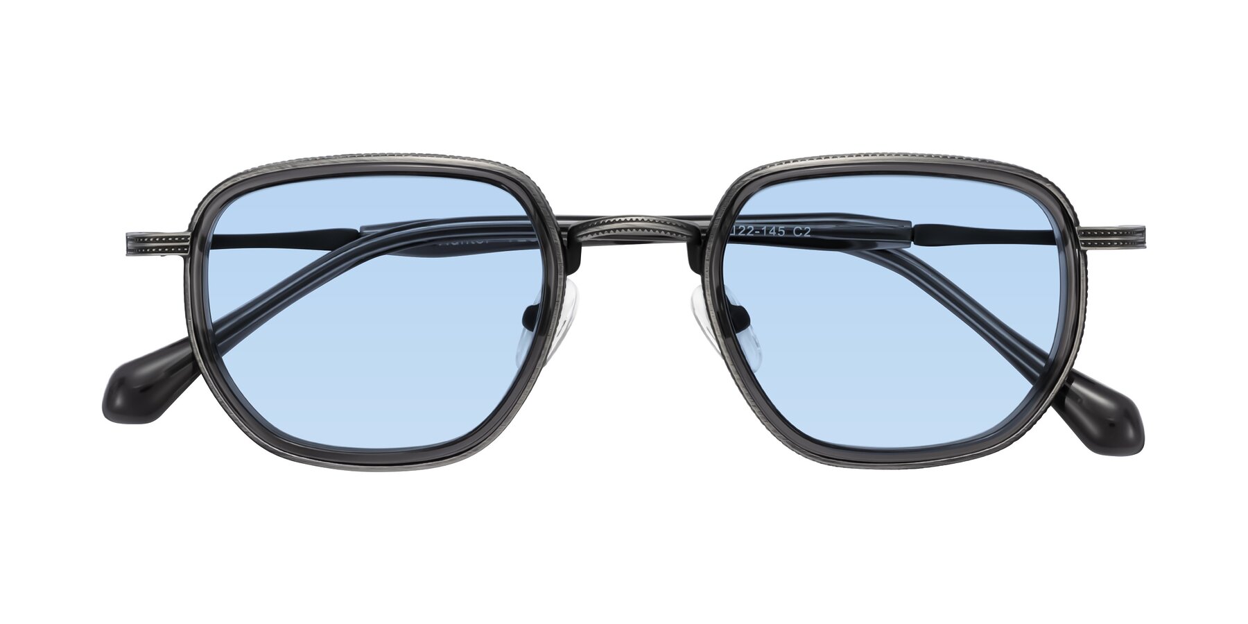 Folded Front of Hunter in Gunmetal/Gray with Light Blue Tinted Lenses