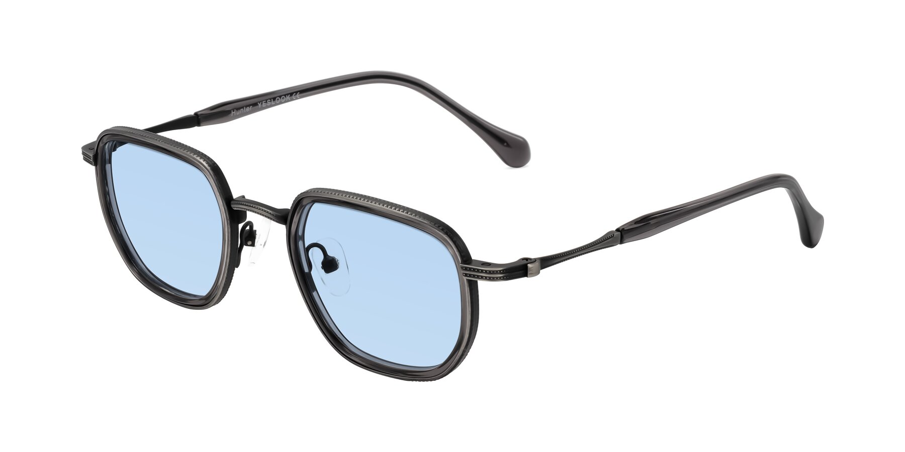Angle of Hunter in Gunmetal/Gray with Light Blue Tinted Lenses