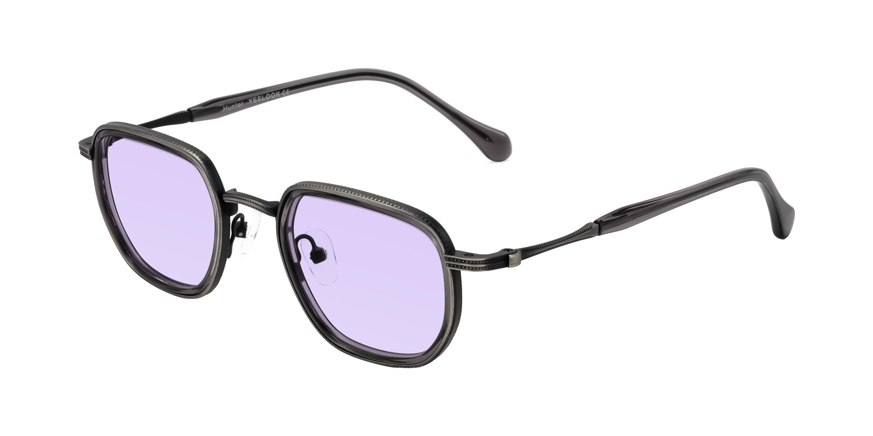 Angle of Hunter in Gunmetal/Gray with Light Purple Tinted Lenses