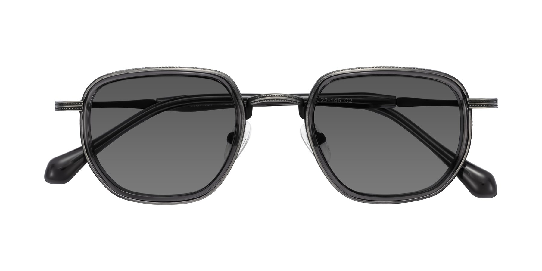 Folded Front of Hunter in Gunmetal/Gray with Medium Gray Tinted Lenses