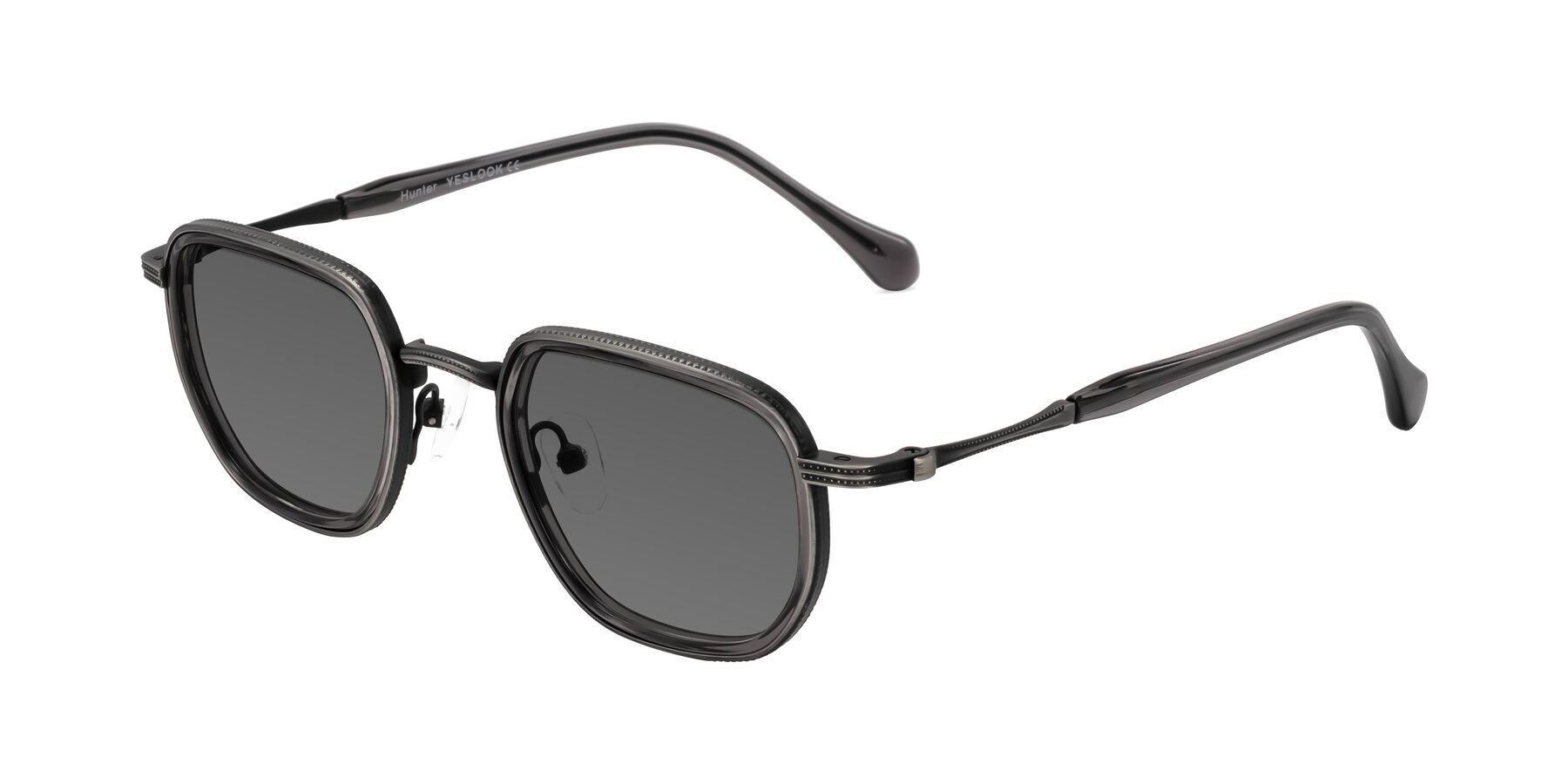 Angle of Hunter in Gunmetal/Gray with Medium Gray Tinted Lenses
