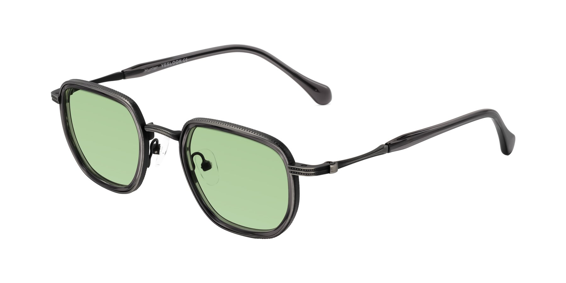Angle of Hunter in Gunmetal/Gray with Medium Green Tinted Lenses