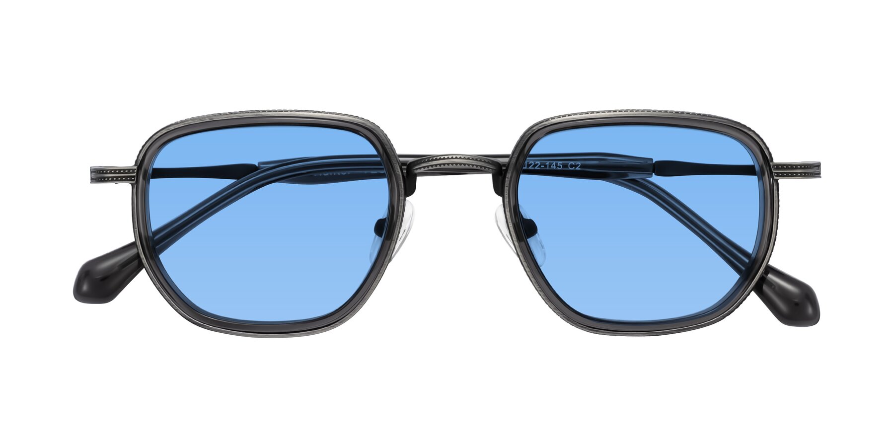 Folded Front of Hunter in Gunmetal/Gray with Medium Blue Tinted Lenses