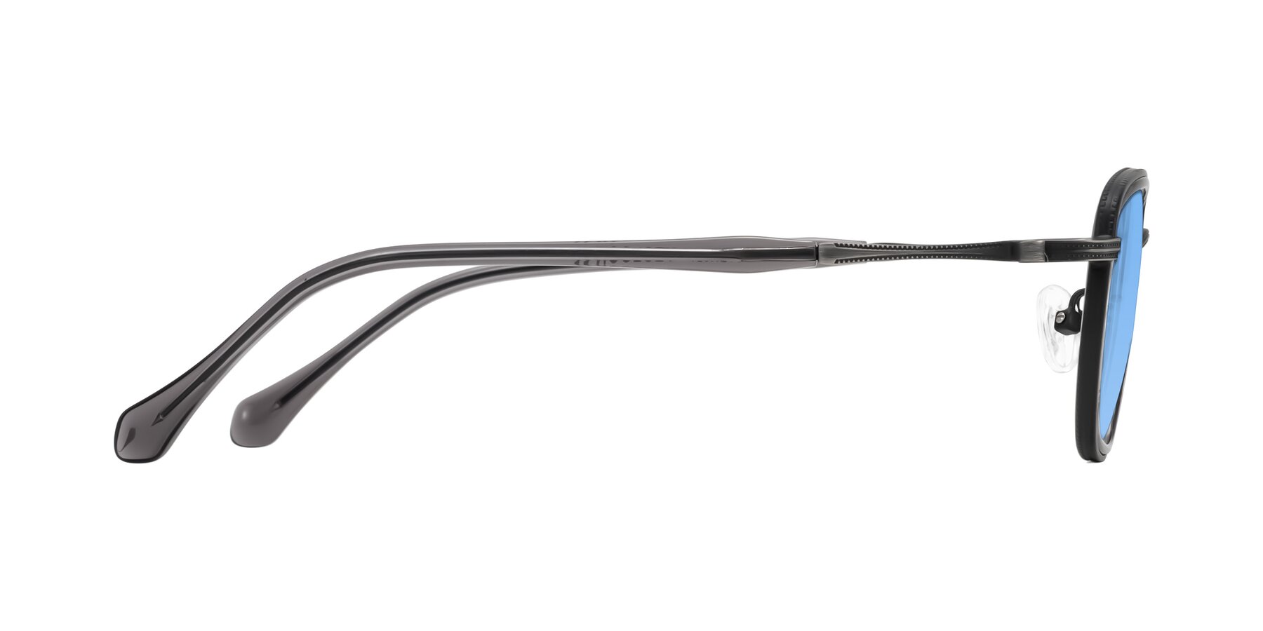Side of Hunter in Gunmetal/Gray with Medium Blue Tinted Lenses