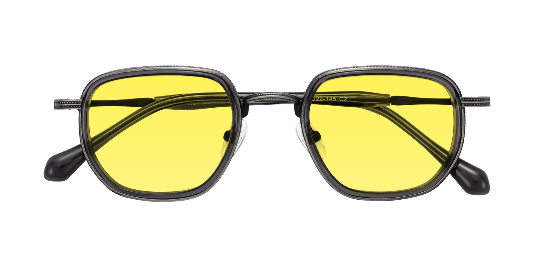 Folded Front of Hunter in Gunmetal/Gray with Medium Yellow Tinted Lenses